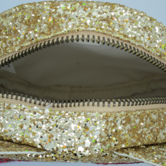 Girls Glitter Gold Crossbody Crewcuts Small Purse Bag Strap Cat Heart Eyes Emoji - Picture 6 of 8